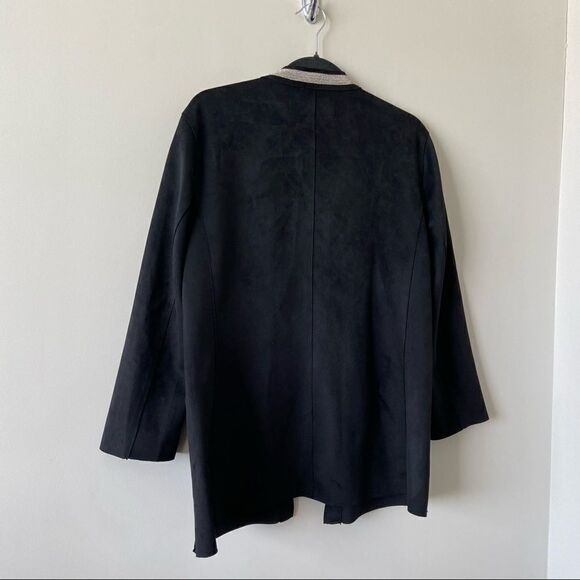 Zara-faux suede Tassel Bead Collar Detail Double Pocket Jacket (Size:Large) - Picture 5 of 8